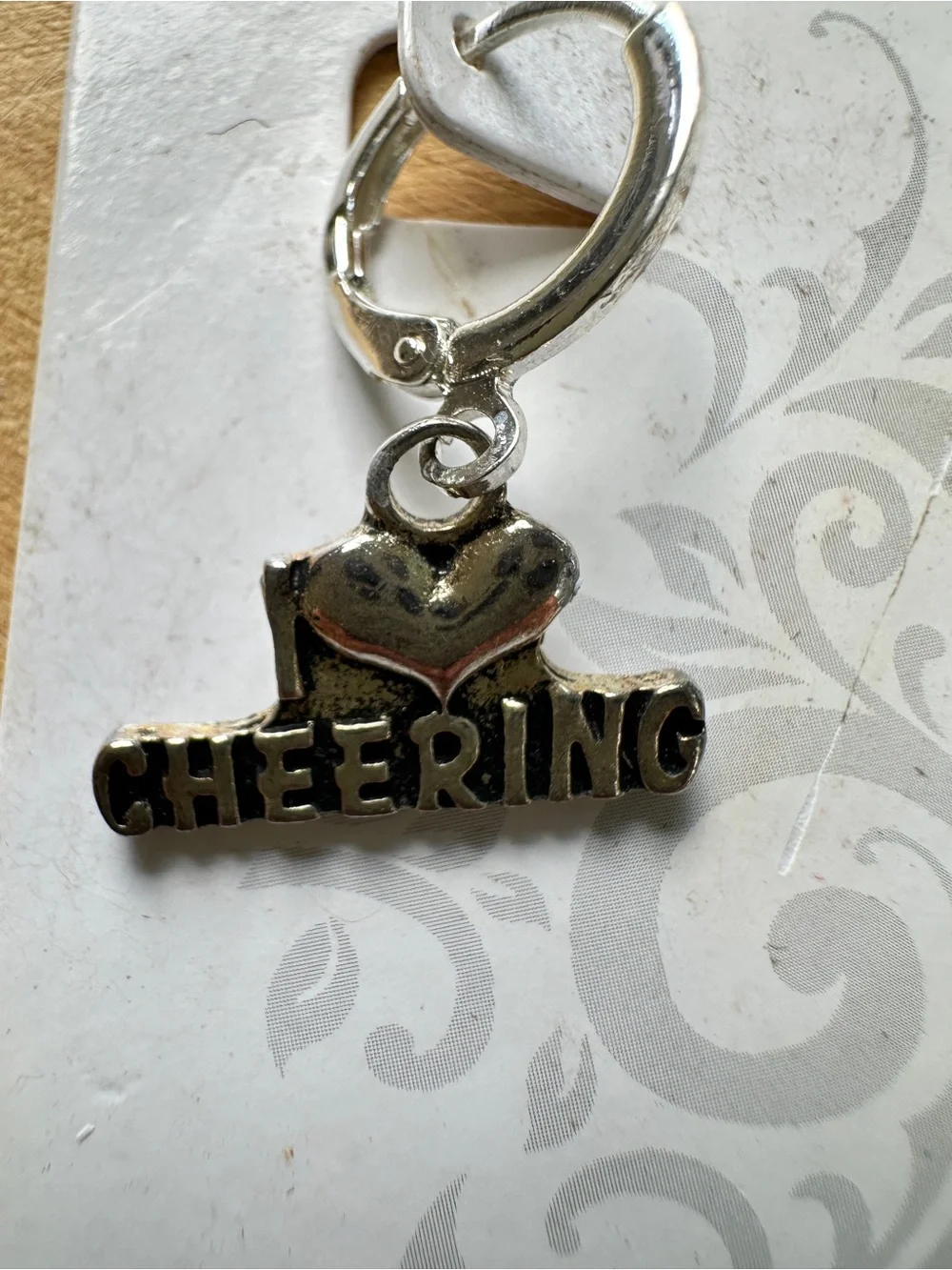 Silver 'Cheering' Hoop Charm Earrings - Silver Cheer Charms